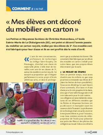 Mes élèves ont décoré du mobilier en carton