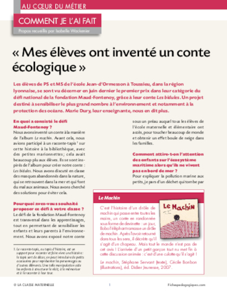 « Mes élèves ont inventé un conte écologique »