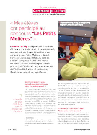 « Mes élèves ont participé au concours “Les Petits Molières” »