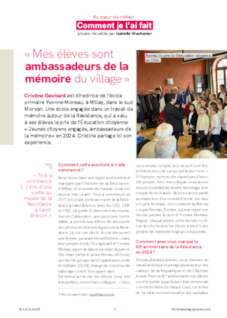 « Mes élèves sont ambassadeurs de la mémoire du village »