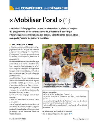 Mobiliser l'oral (1)