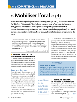 Mobiliser l'oral (4)