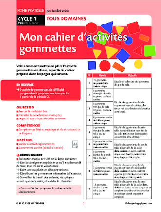 Mon cahier d'activités gomettes