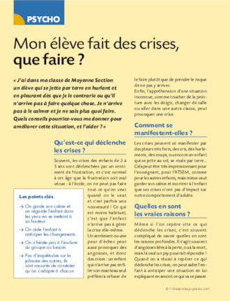 Mon élève fait des crises, que faire ?