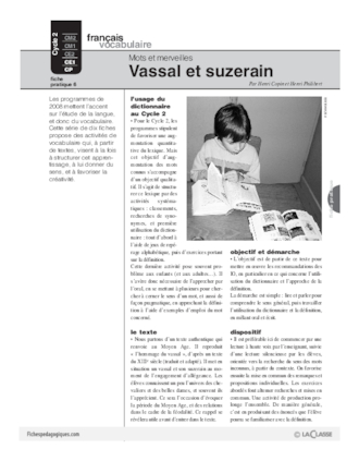 Mots et merveilles (5) / Vassal et suzerain