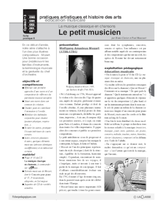 Musique classique en chansons (6) / Le petit musicien