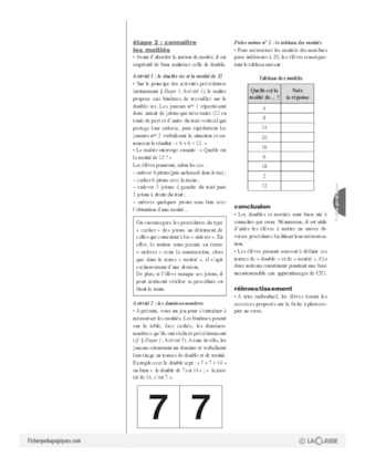 Nombres et calcul au cycle 2 (4) / Doubles et moitiés de nombres simples