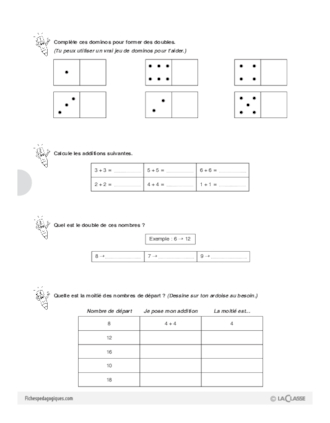 Nombres et calcul au cycle 2 (4) / Doubles et moitiés de nombres simples