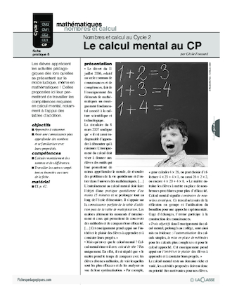 Nombres et calcul au cycle 2 (6) / Le calcul mental au CP