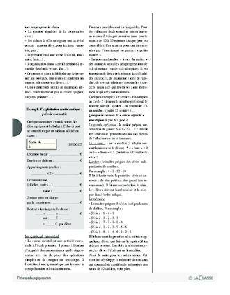 Nombres et calculs (1) / Grands domaines d'activités