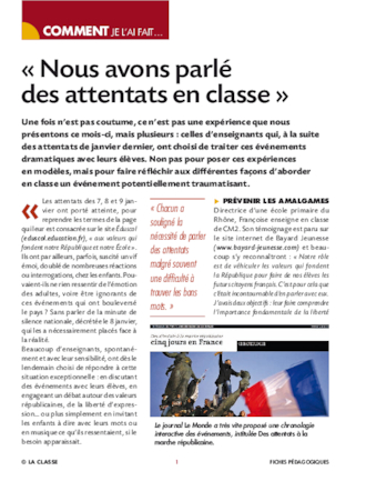 Nous avons parlé des attentats en classe