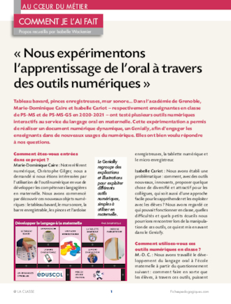 « Nous expérimentons l’apprentissage de l’oral à travers des outils numériques »