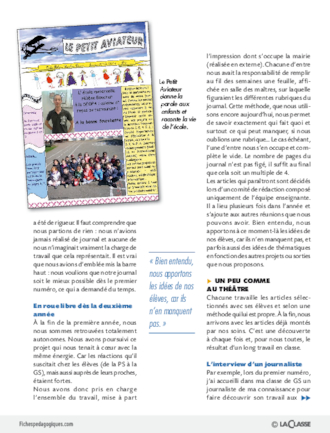 Nous publions depuis 4 ans un journal d'école