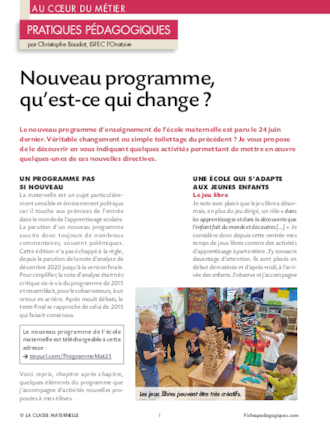 Nouveau programme, qu’est-ce qui change ?