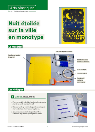 Nuit étoilée sur la ville en monotype