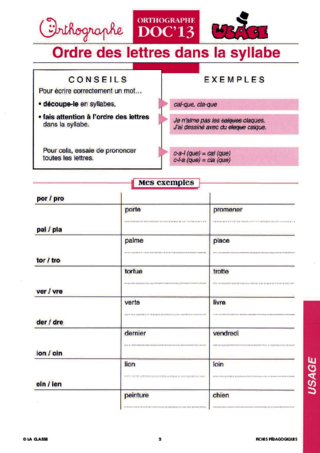 Orthographe CE. Règles d'usage ~ Docs en stock