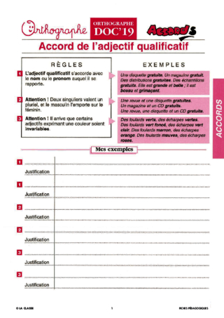 Orthographe CM. Les accords ~ Docs en stock