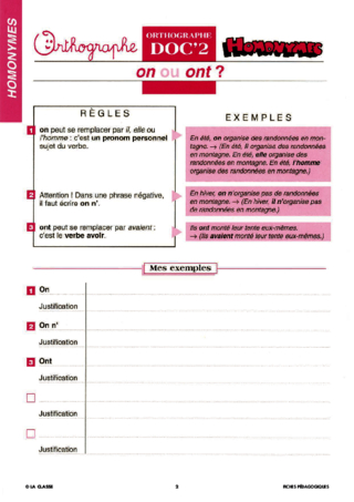 Orthographe CM. Les homonymes ~ Docs en stock