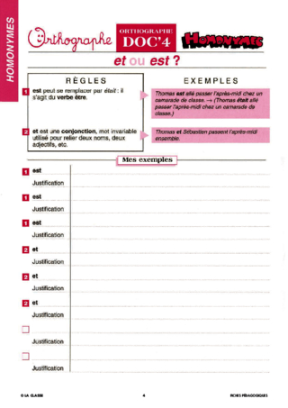 Orthographe CM. Les homonymes ~ Docs en stock