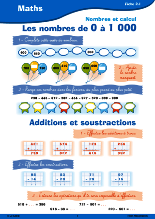 Passerelle CE2 CM1 numération et calcul