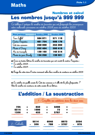 Passerelle CM1 CM2 numération et calcul