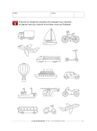 Petites activités sur les moyens de transports