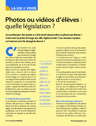 Photos ou vidéos d’élèves : quelle législation ?
