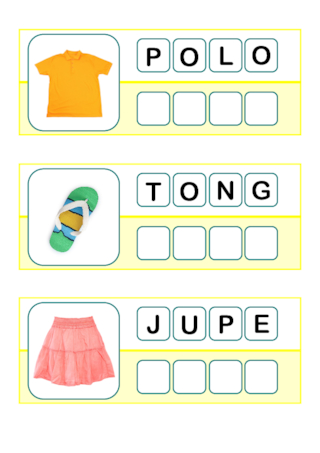 Planches d'encodage - Les vêtements