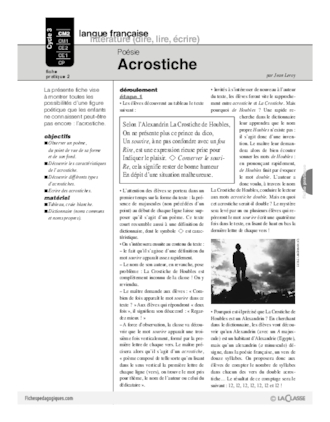 Poésie (2) / Acrostiche