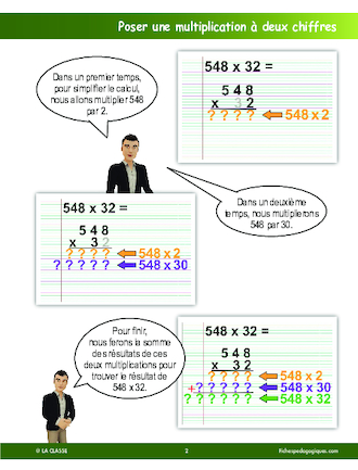 Poser une multiplication à deux chiffres