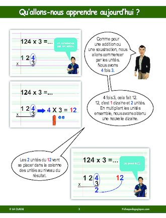 Poser une multiplication à un chiffre