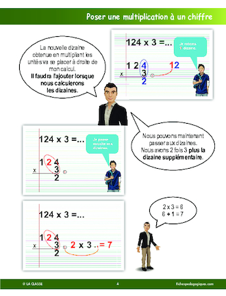 Poser une multiplication à un chiffre