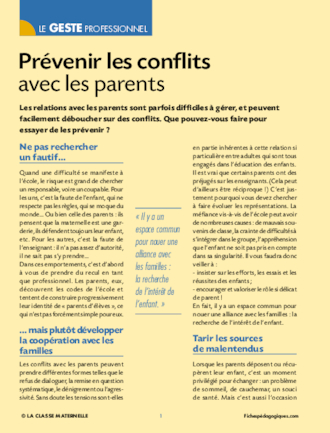 Prévenir les conflits avec les parents