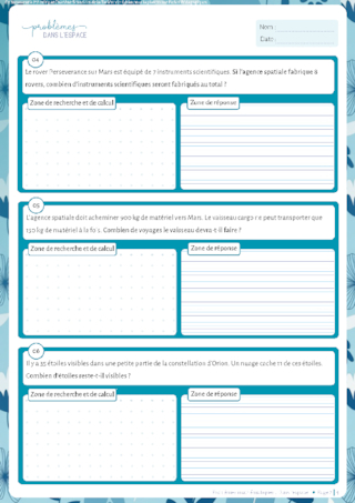 Problèmes dans l'espace