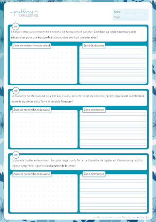 Problèmes dans l'espace