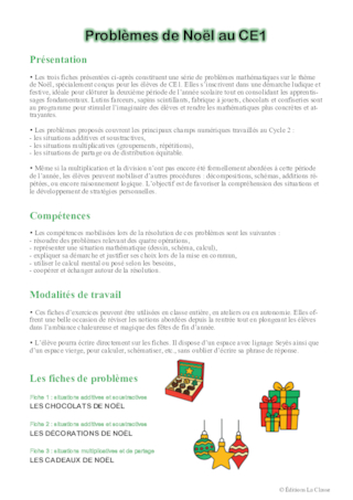 Problèmes de Noël CE1