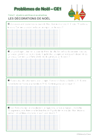 Problèmes de Noël CE1