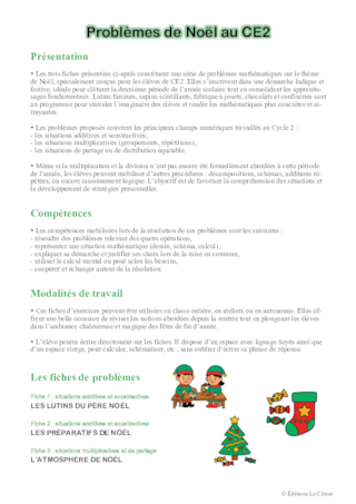 Problèmes de Noël CE2