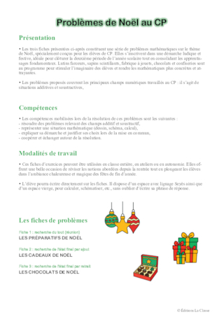 Problèmes de Noël CP