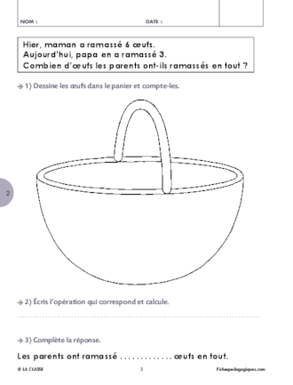 Problèmes mathématiques : additions et soustraction