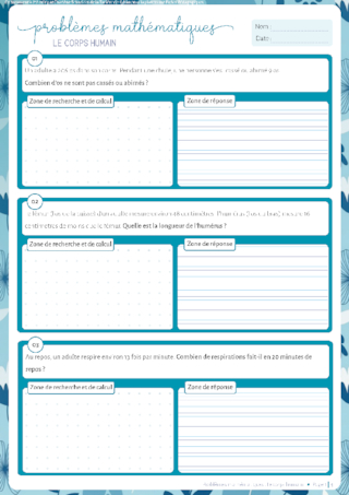 Problèmes mathématiques : Le corps humain