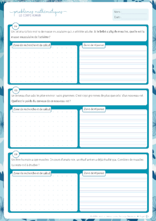 Problèmes mathématiques : Le corps humain