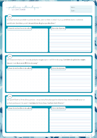 Problèmes mathématiques : Le corps humain