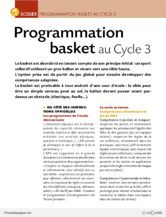 Programmation basket au Cycle 3