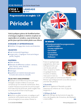 Programmation Anglais Cycle 2 16