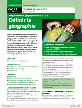 Programmation géographie Cycle 3 (2) / Définir la géographie