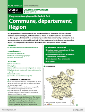 Programmation géographie Cycle 3 (3) / Commune, département, région