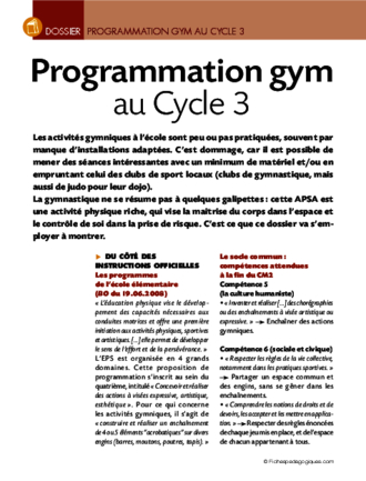 Programmation gym au Cycle 3