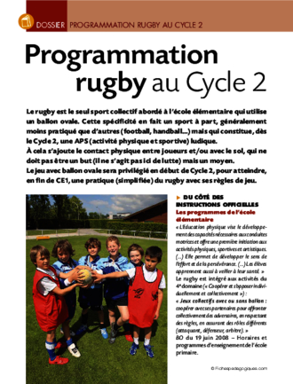 Programmation rugby (cycle 2)