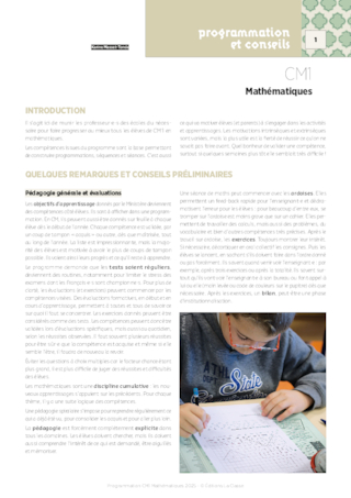Programmations CM1 2025-2026 - Mathémathiques & Français